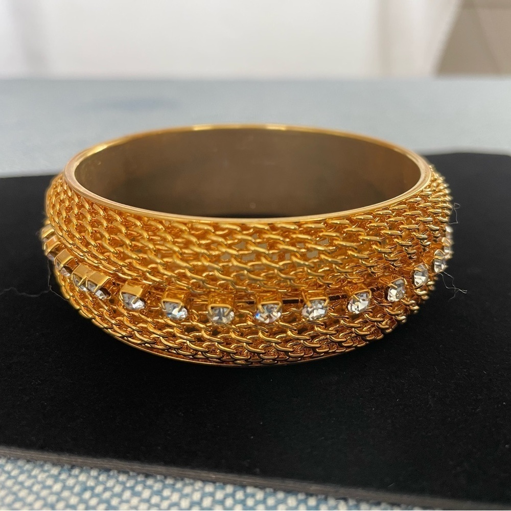 Elegant Faux Gold Bracelet with Faux Crystal Accents